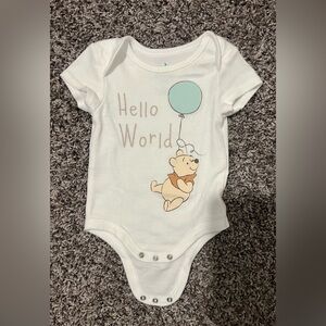 Disney White Bodysuit with Winnie the Pooh and Blue Balloon